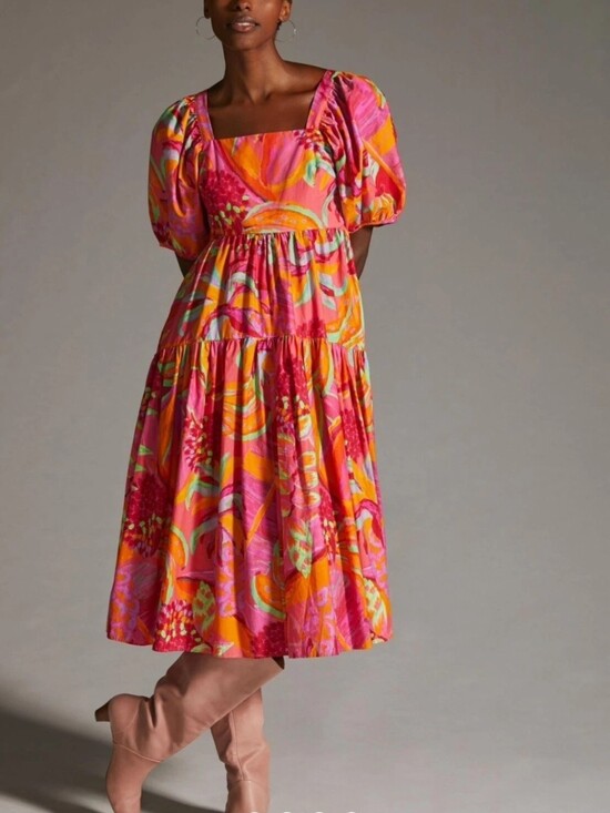 FARM Rio Dresses & Skirts - Farm Rio Puff Sleeve Midi Dress